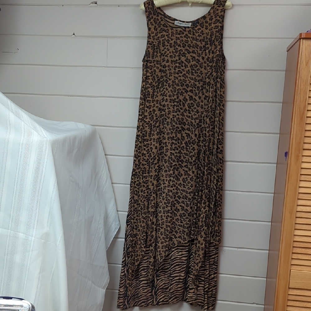 Brown and Black Scoop Neck Sleeveless Maxi Sundress
